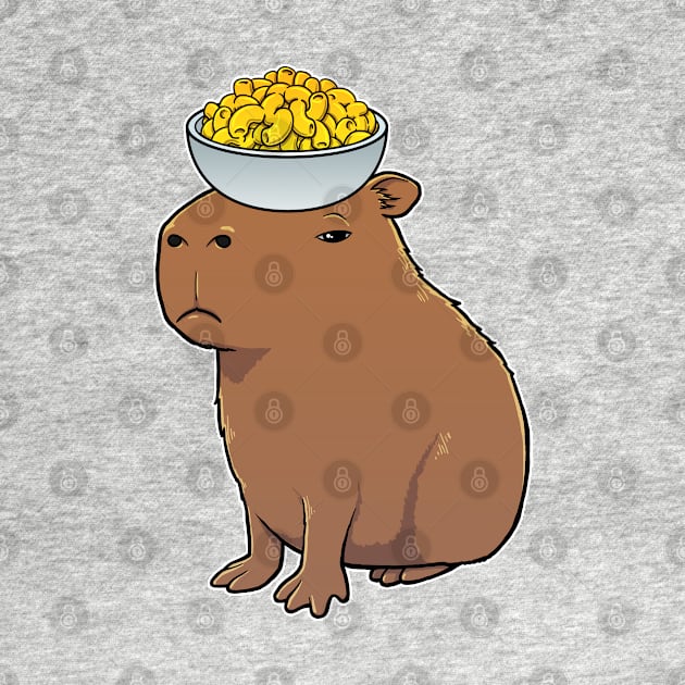 Capybara with Mac and Cheese on its head by capydays